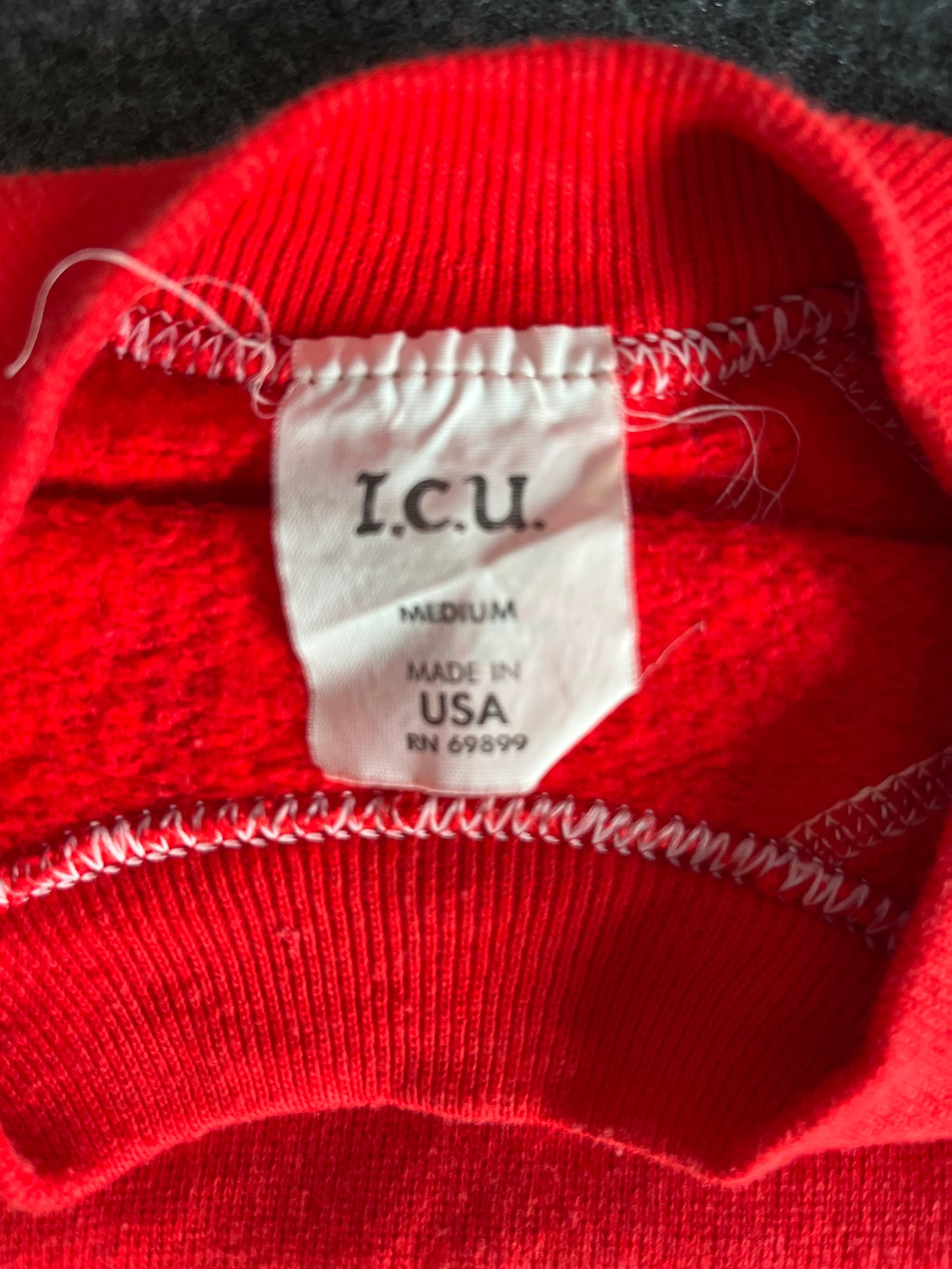 80's ICU Red Blank Crewneck Sweatshirt - Small - 18" x 21"