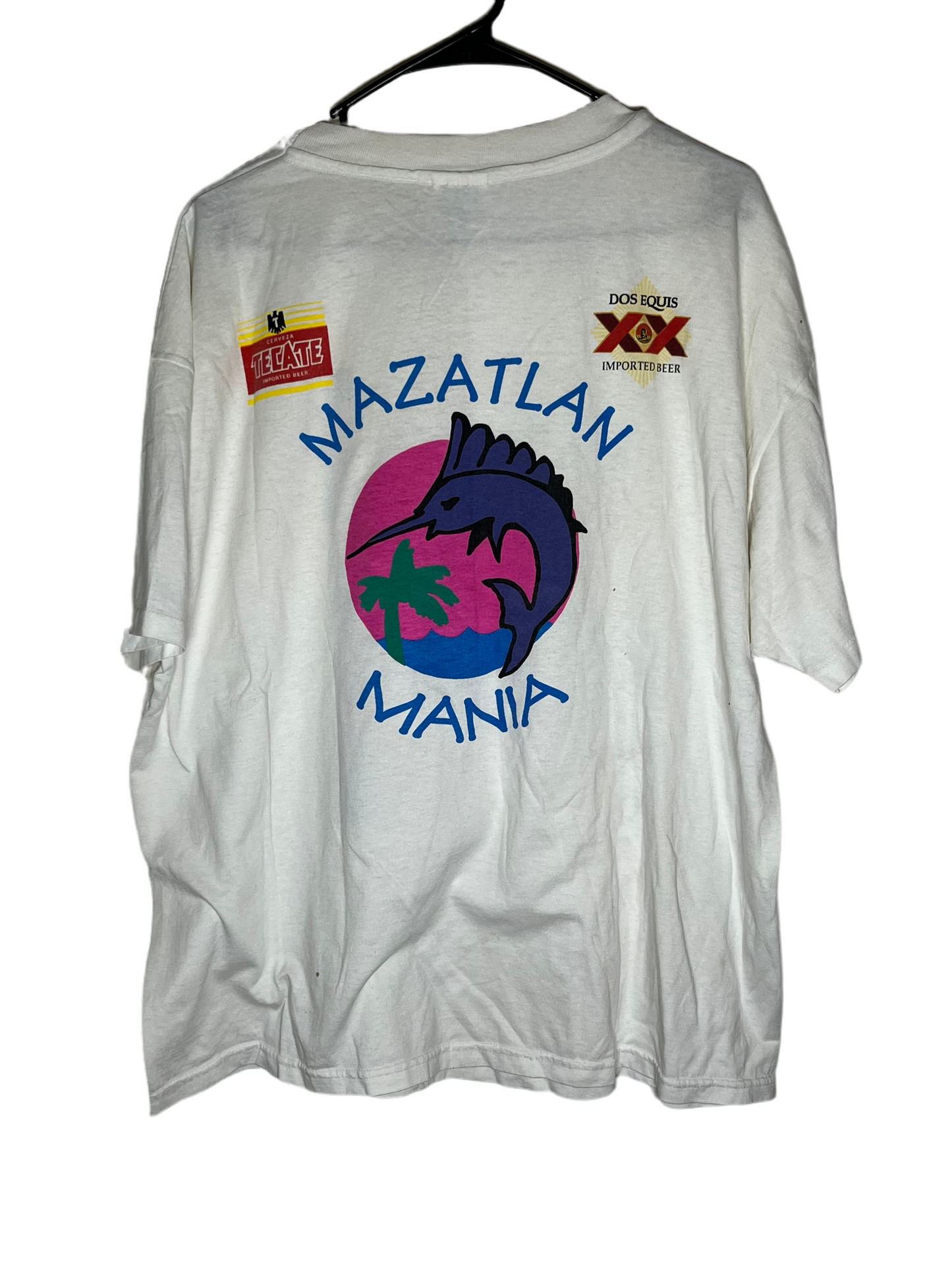 90 年代 Hanes Mazatlan Mania T 恤 - 超大 - 23” x 28”