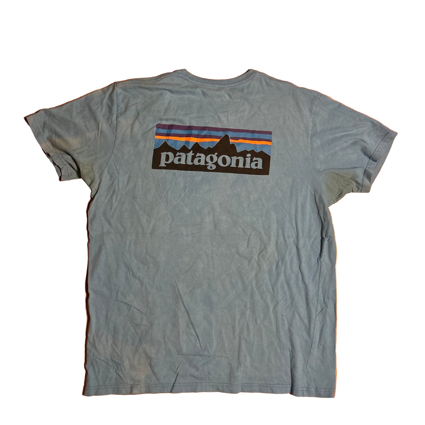 Patagonia Phartagonia Blue Logo Pocket Tshirt - Large - 22” x 28”