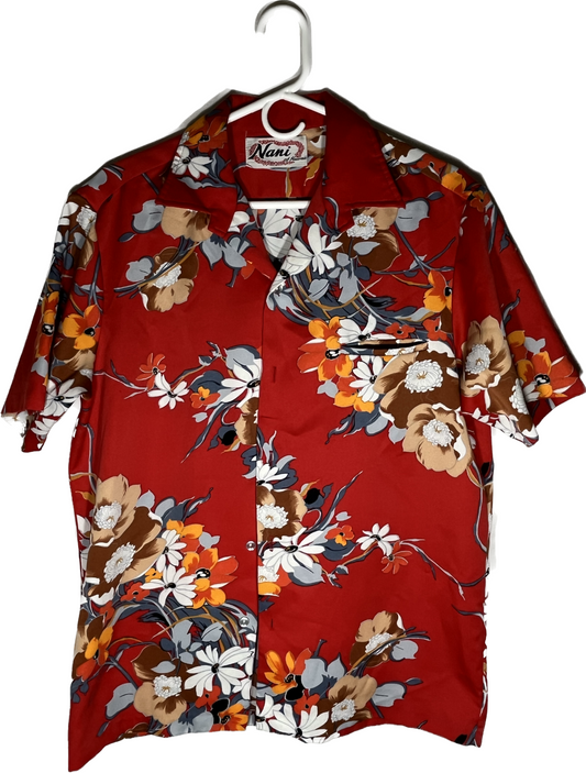 80's Nani Hawaiian Short Sleeve Shirt - Large - 22” x 28.5”