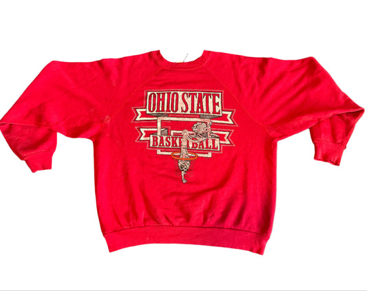 80/90's Ohio State Buckeyes Basketball College University Crewneck Sweatshirt - Large - 22" x 22"