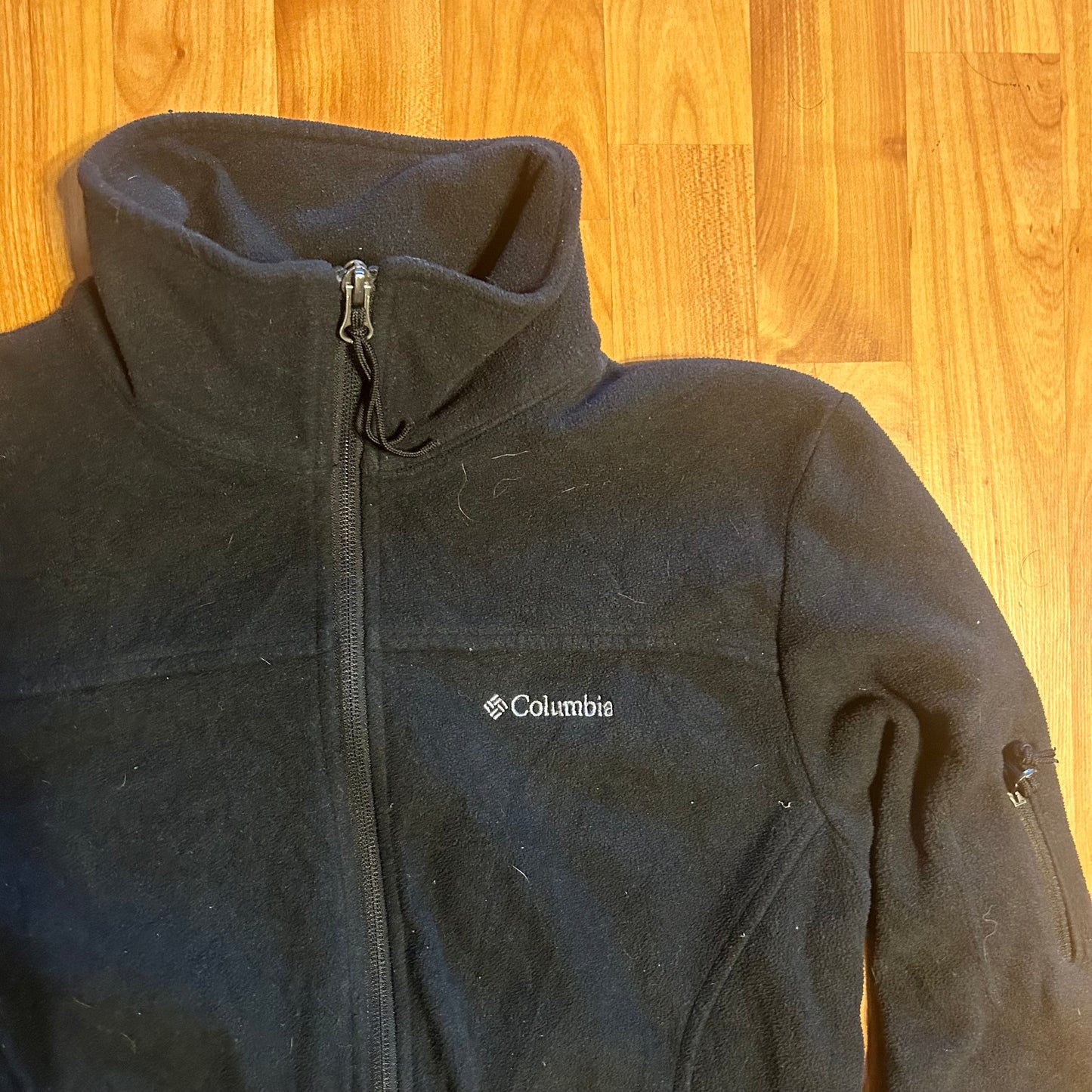 Columbia Black Fleece Zip Up Jacket - Small - 18” x 23.5”