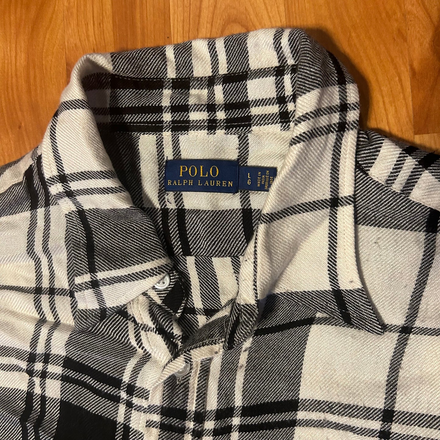 Polo Ralph Lauren Viscose Button Up Down Flannel Formal Collared Shirt - Large - 22” x 30”