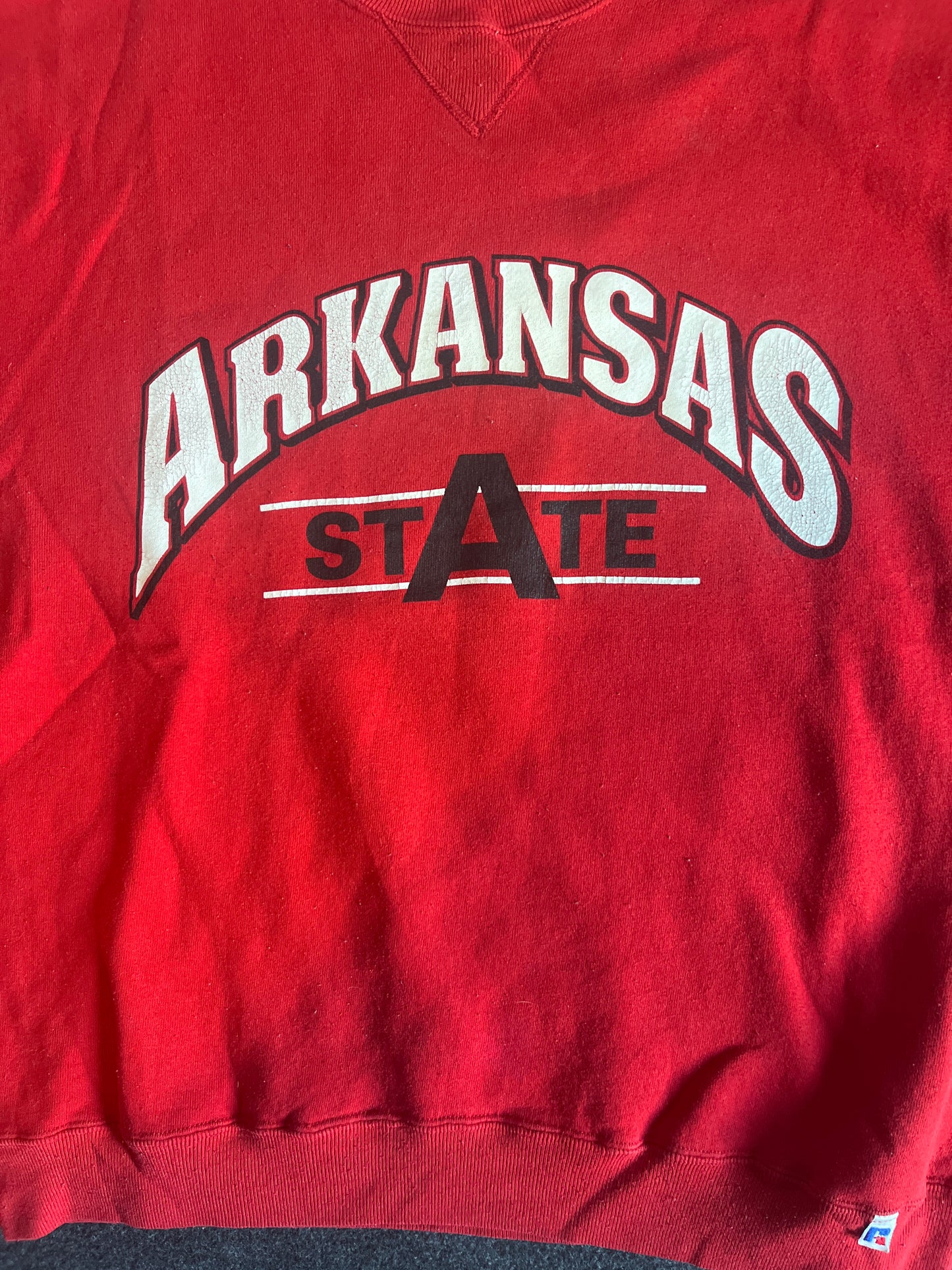 80's Russell Athletics Arkansas State Crewneck Sweatshirt - Large - 23" x 26"