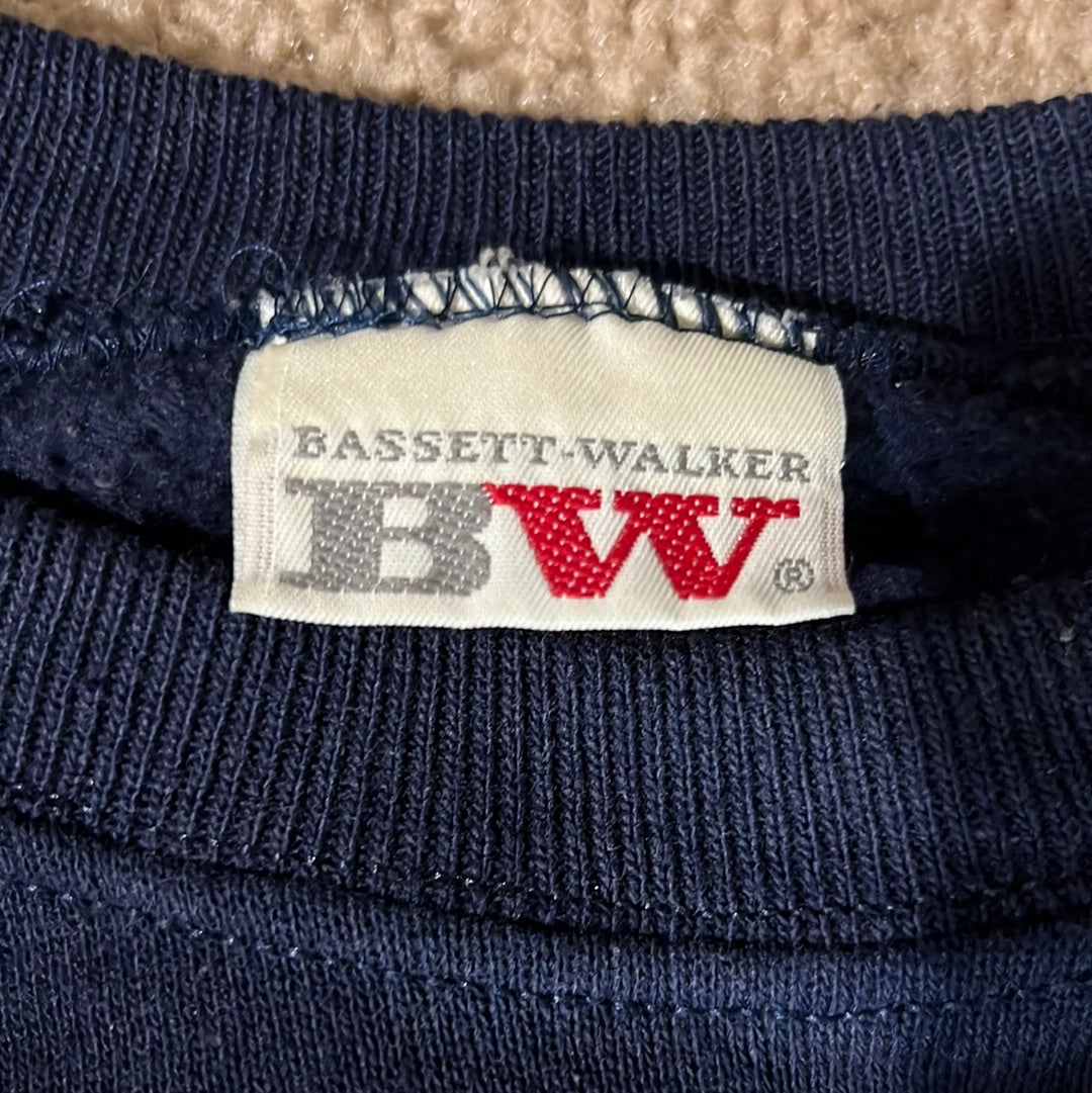 80’s Bassett Walker Blank Navy Crewneck Sweatshirt - Large - 22.5” x 25.5”