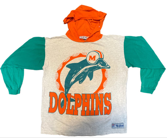 80/90's The Game Miami Dolphins Hooded Sweatshirt - XLarge - 24" x 26"