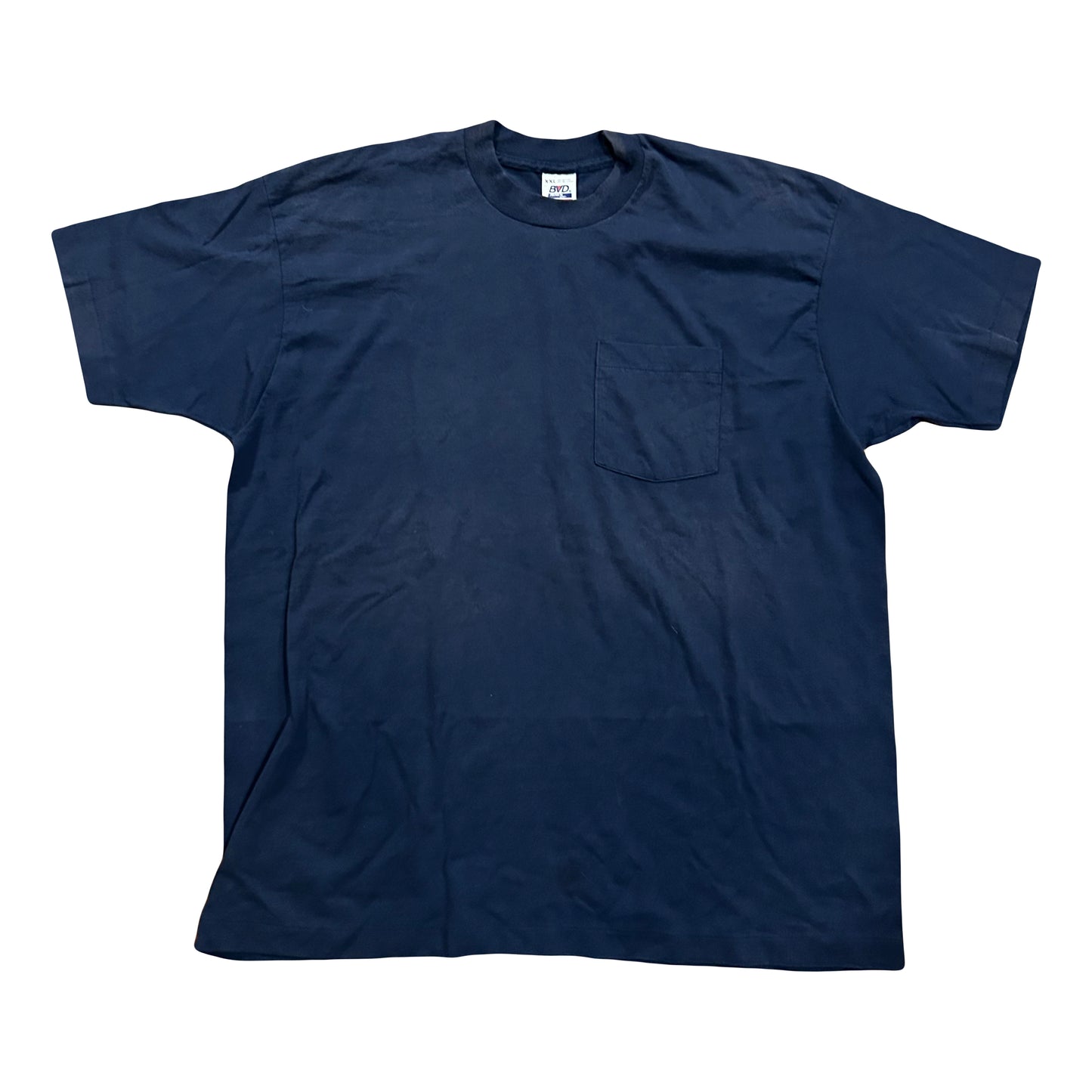 90’s BVD Blank Navy Pocket Tshirt - XLarge - 25” x 31”