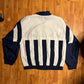 90's Adidas Navy Striped Windbreaker Jacket - XLarge - 26” x 29.5”