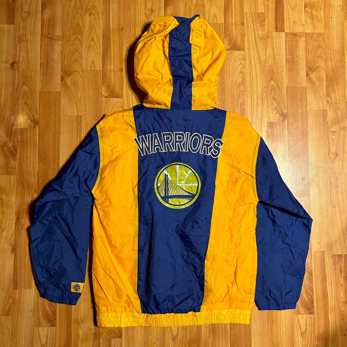 NBA Golden State Warriors Anorak Windbreaker Rain Jacket Coat - Medium - 21” x 25”