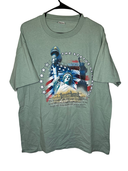 90's Anvil Statue of Liberty Tshirt - Large - 22” x 29”