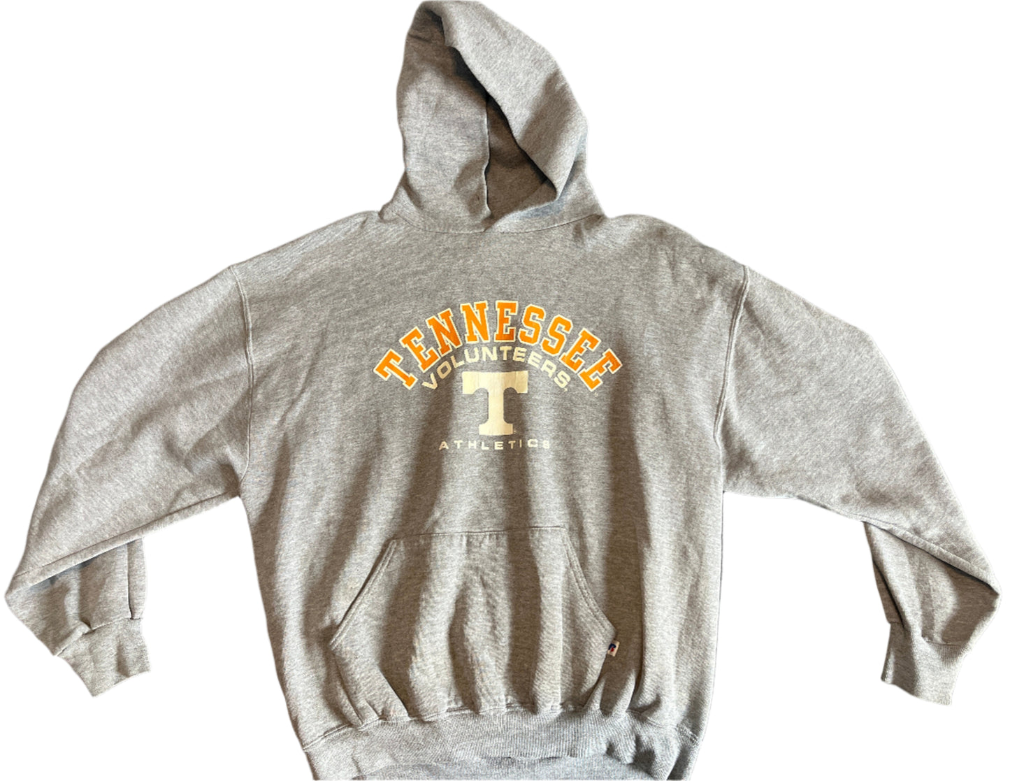 Russell Athletics Tennessee Volunteers Grey College Hooded Hoodie Sweatshirt - Large - 23" x 25"