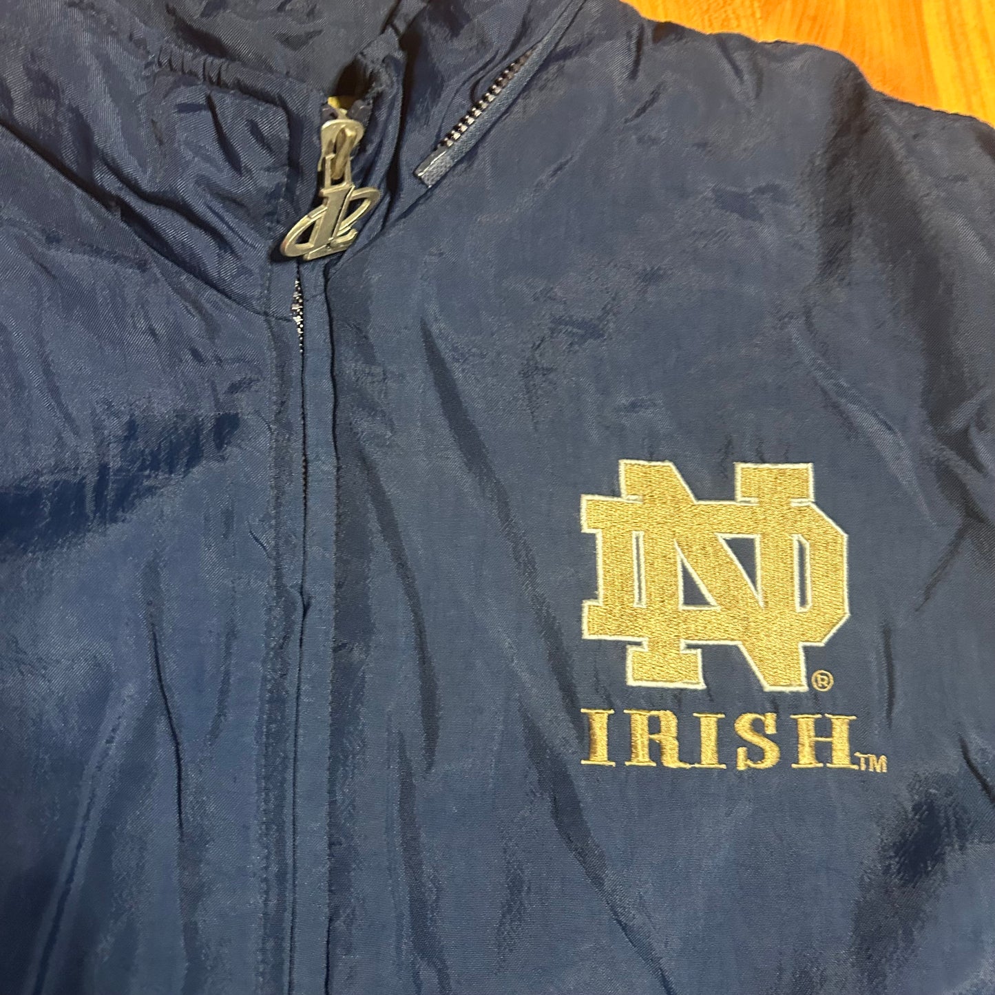 90's Logo Athletic Notre Dame Fighting Irish Puffer Jacket Winter Coat - XLarge - 27” x 29”