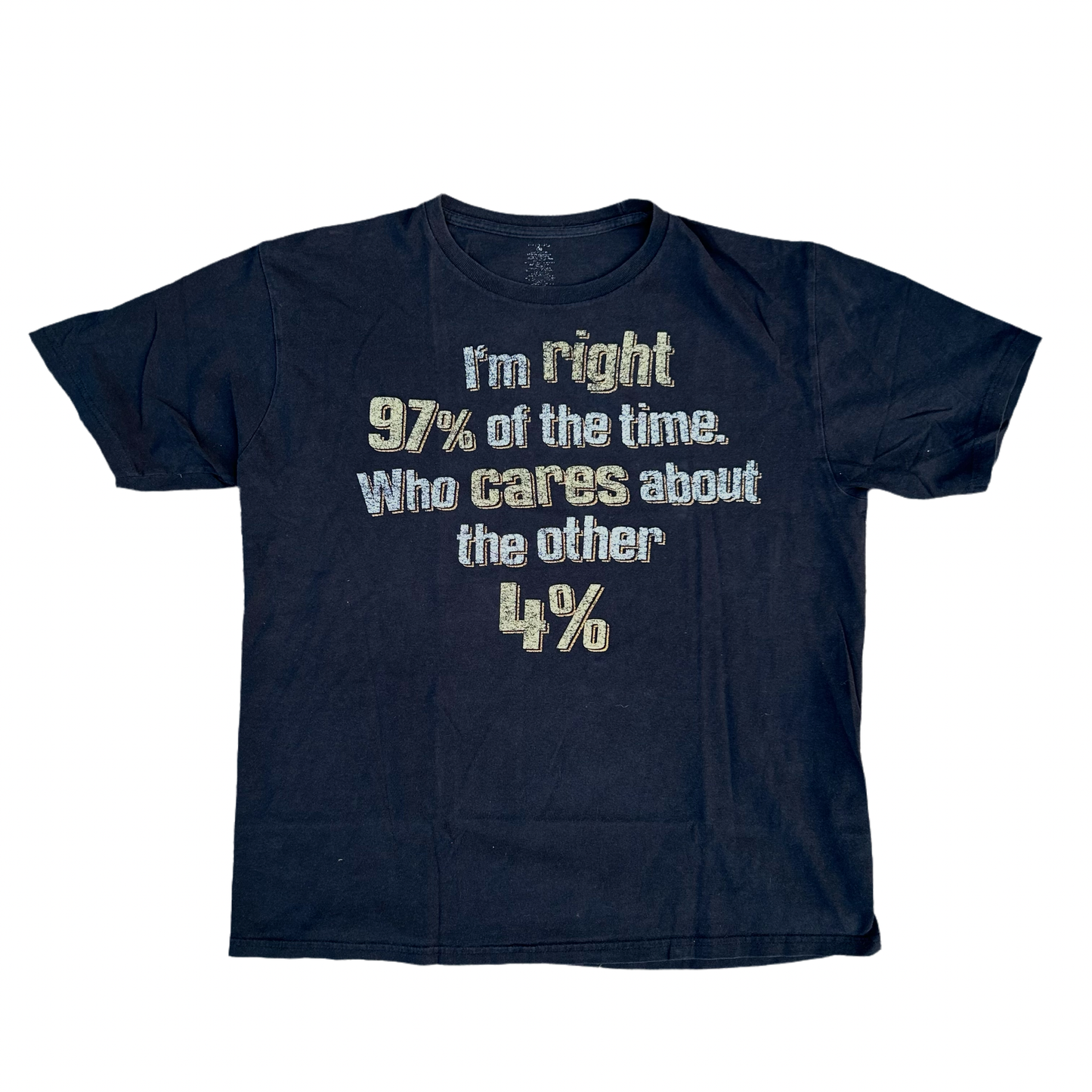 I’m Right 97% of the Time Who Cares About the Other 4% Funny Joke Tshirt - Large - 22” x 28”