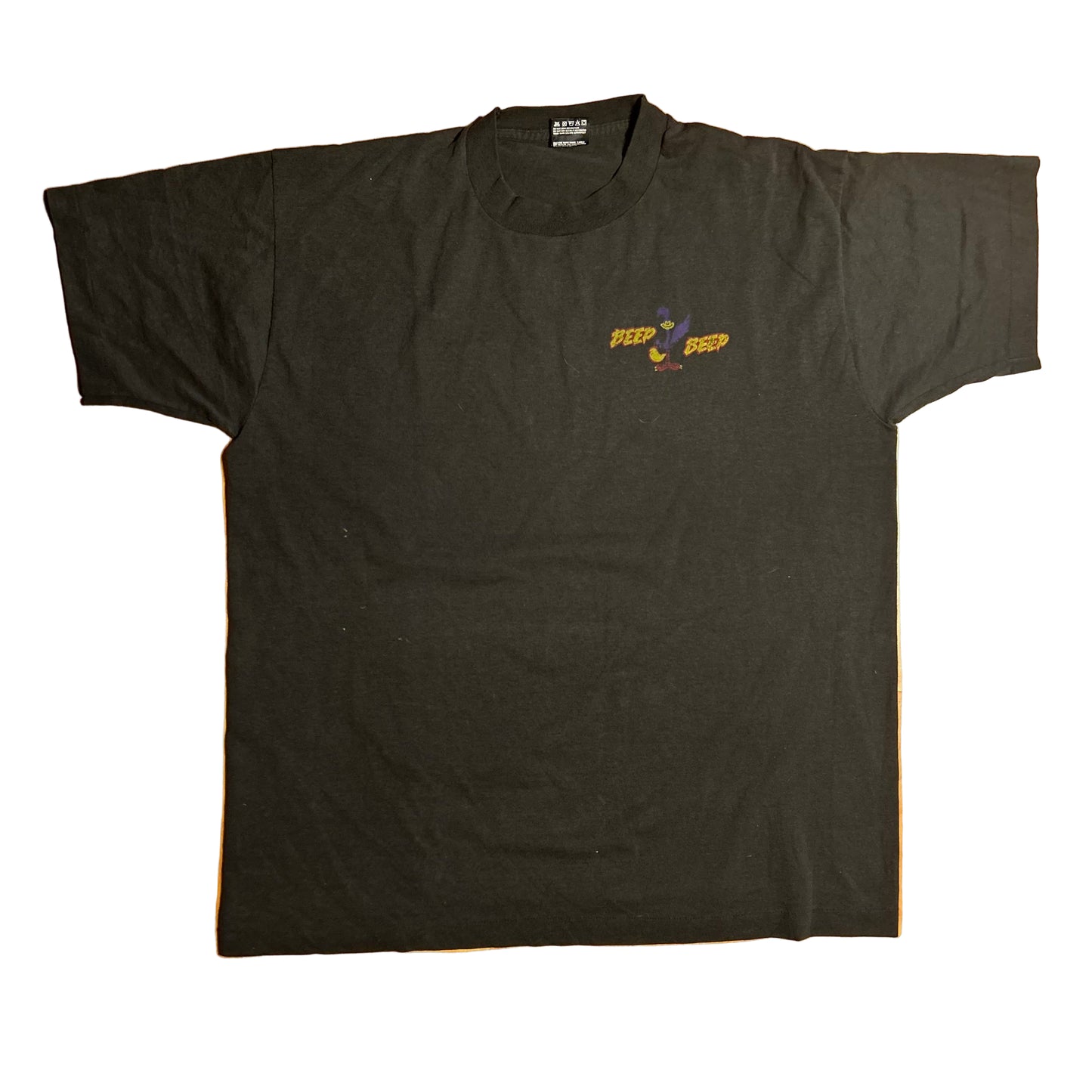 90’s BEST FOTL Road Runner Beep Beep Black Faded Tshirt - Large - 23” x 28.5”