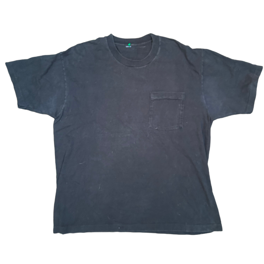 90’s Black Blank Pocket Tshirt - Large - 23” x 28”