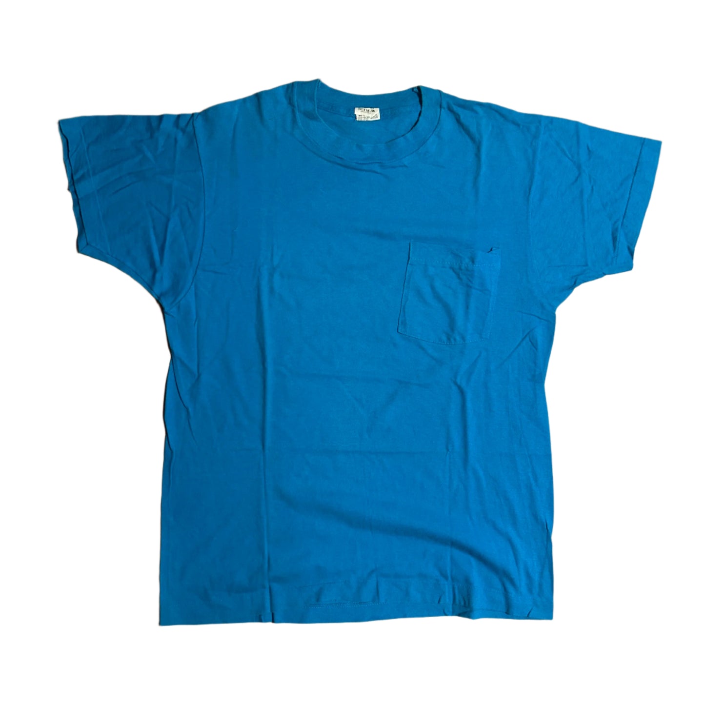 90’s FOTL Single Stitch Teal Blank Pocket Tshirt - Small - 19.5” x 27”
