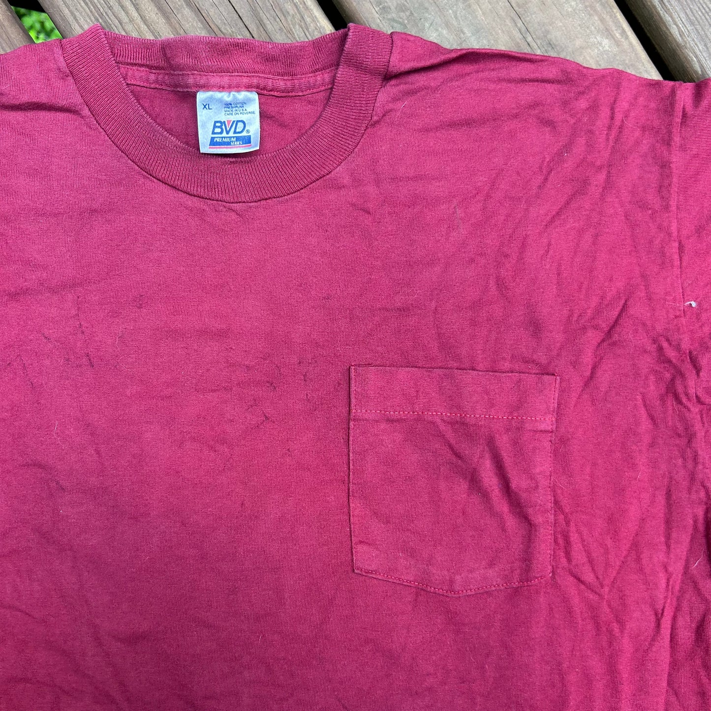 90’s BVD Pocket Red Blank Tshirt - XLarge - 23” x 28.5”