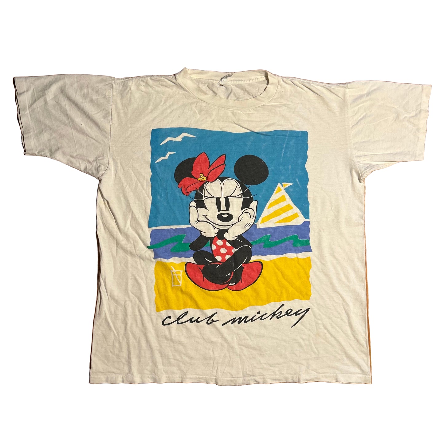 90’s Mickey and Co Fisney Club Mickey Minnie White Tshirt - XLarge - 26” x 30”