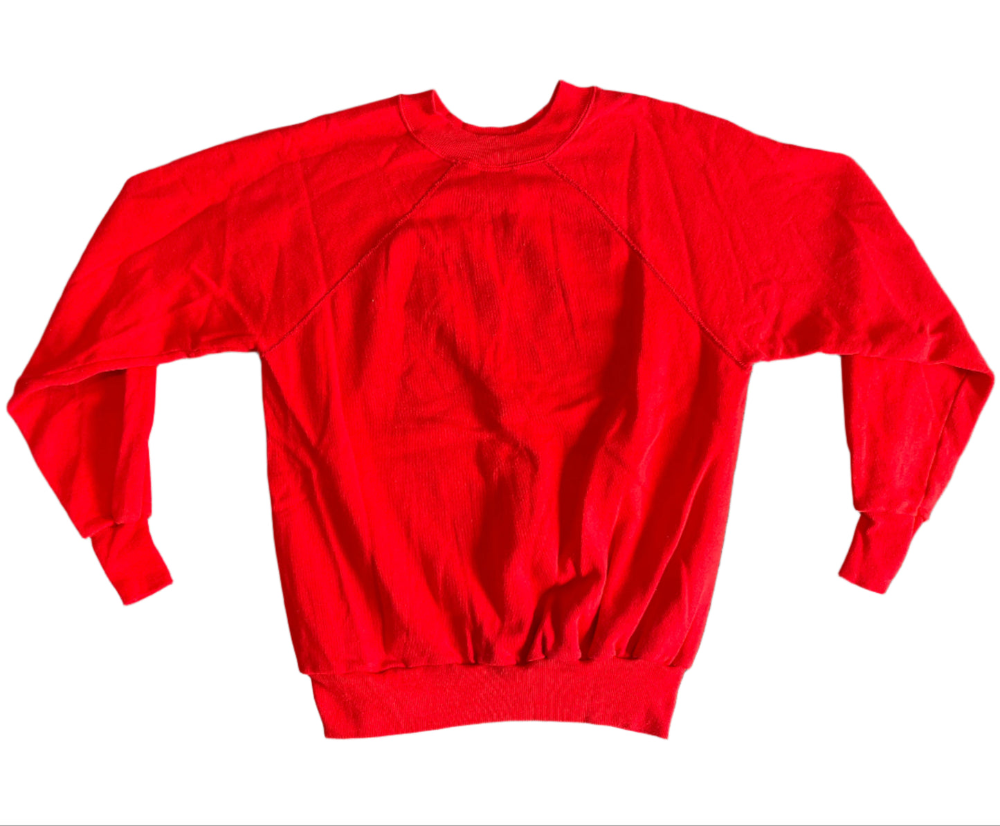 80's ICU Red Blank Crewneck Sweatshirt - Small - 18" x 21"