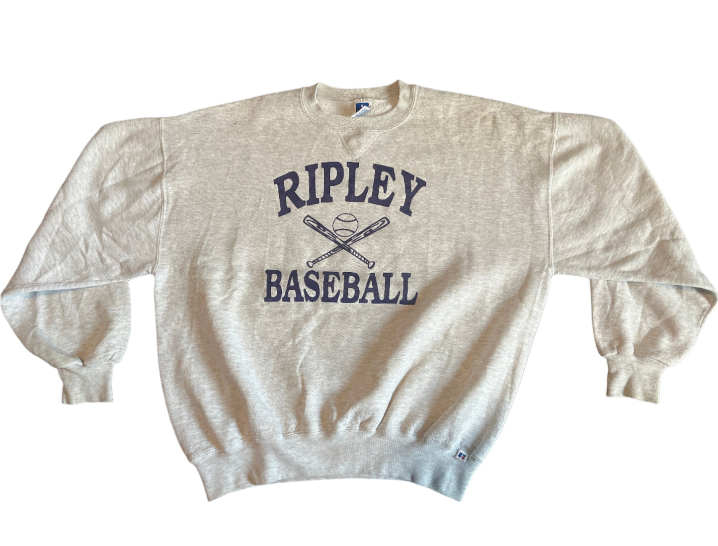 90's Russell Athletics Ripley Baseball Crewneck Sweatshirt - XLarge - 25" x 24.5"