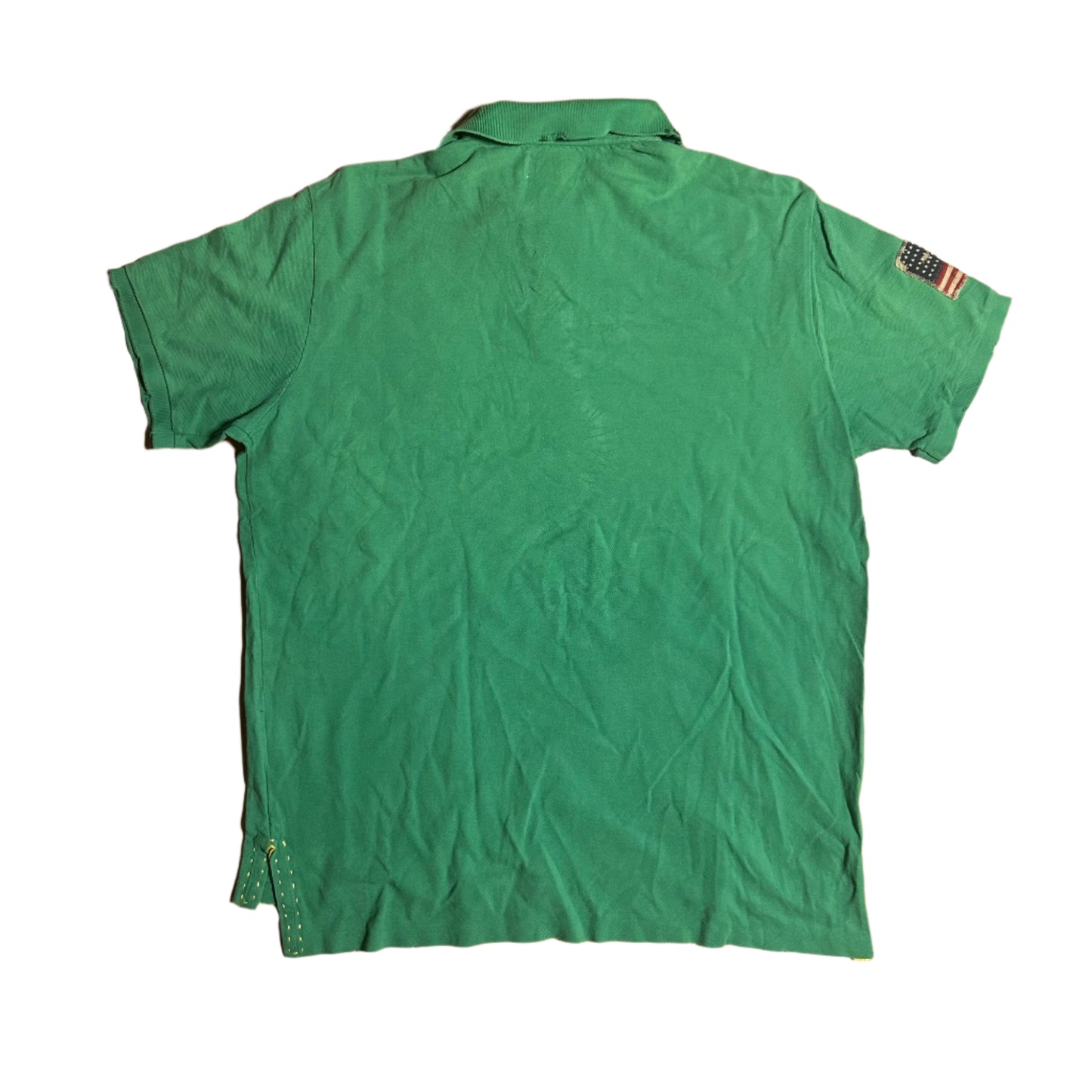 Polo Ralph Lauren Cotton Himal Lion Tiger Embroidered Custom Green Collared Short Sleeve Polo Shirt - Large - 23” x 27”