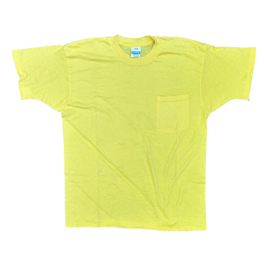 80’s Fieldmaster Yellow Blank Pocket Tshirt - Medium - 21” x 28”