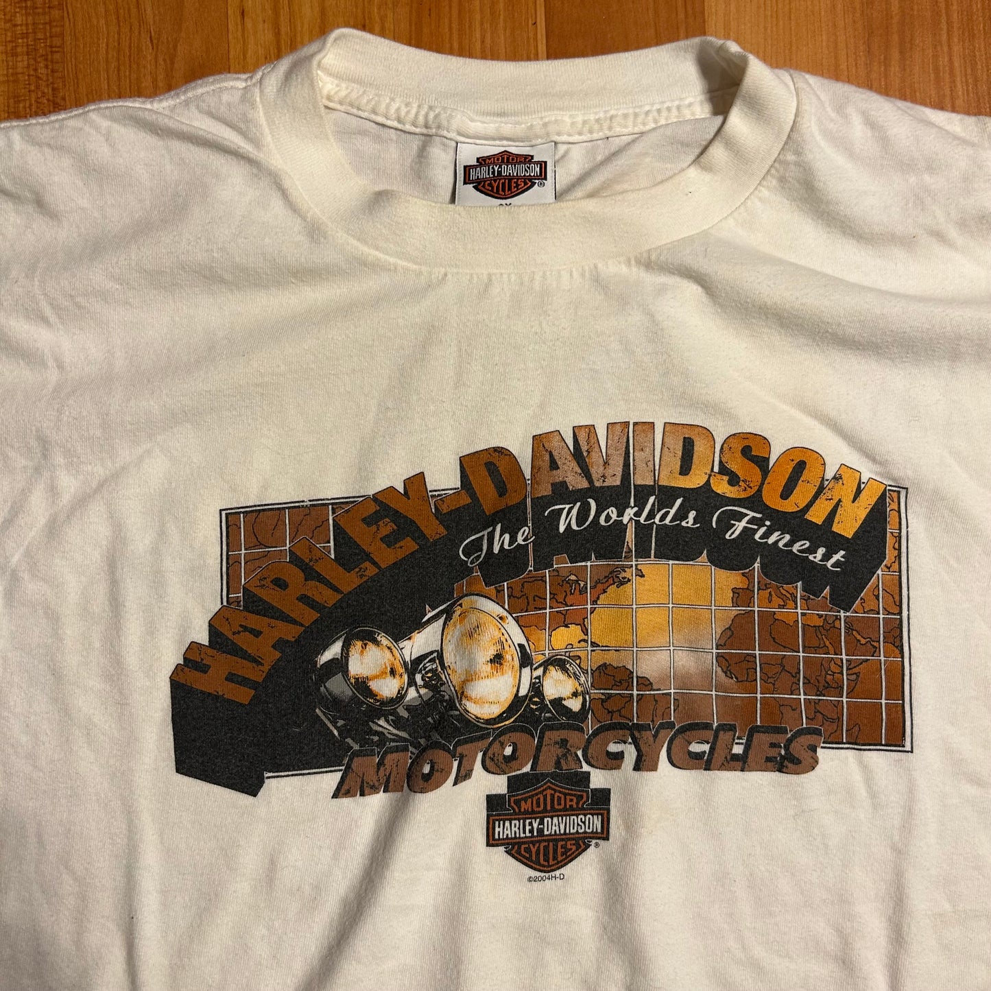 Harley Davidson Worlds Finest Motorcycles AD Farrows Columbus Ohio 2004 Tshirt - Boxy XLarge - 25" x 29.5"