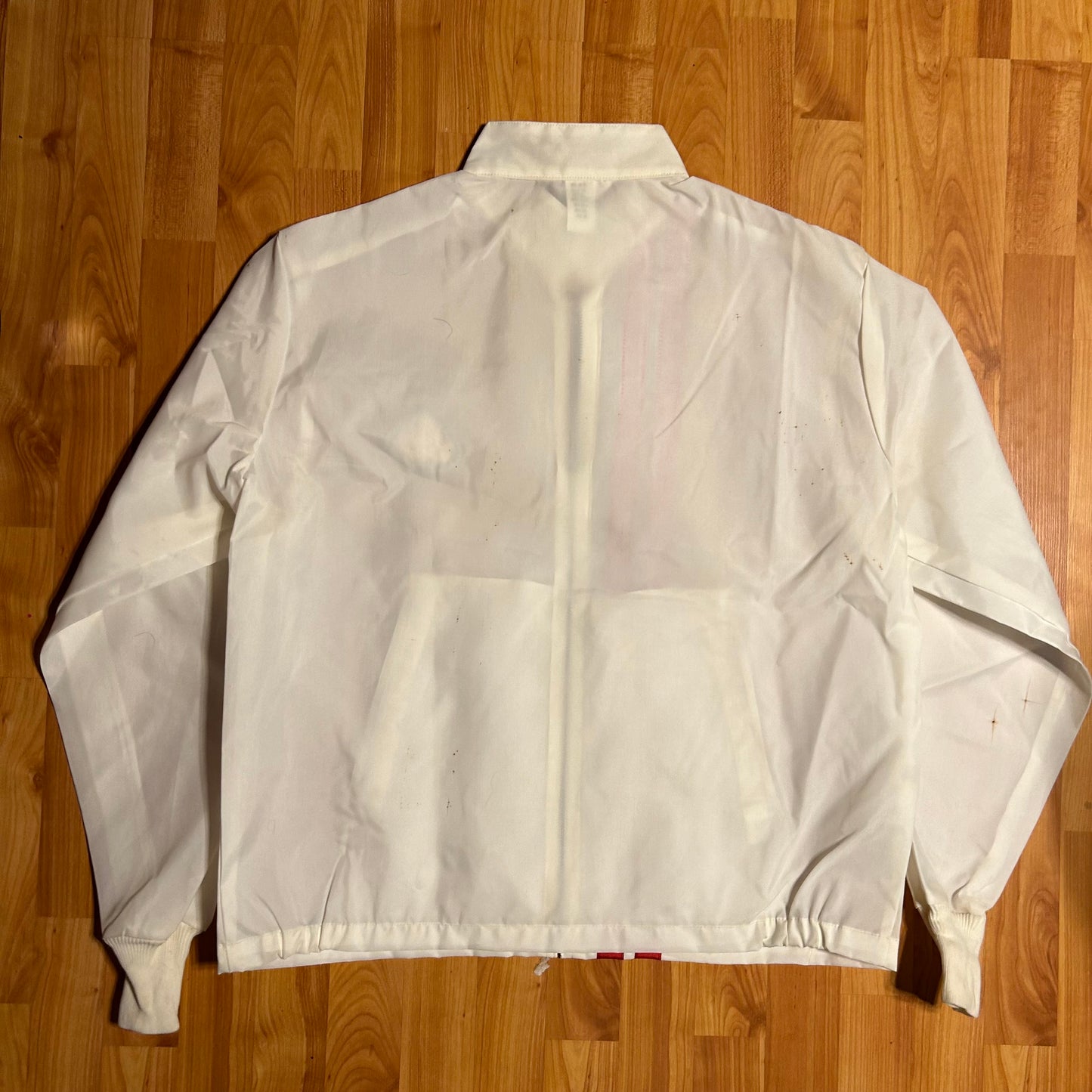 70/80's Swingster Pearl Light Gas Station Zip Up Windbreaker Jacket - Large - 23” x 27”