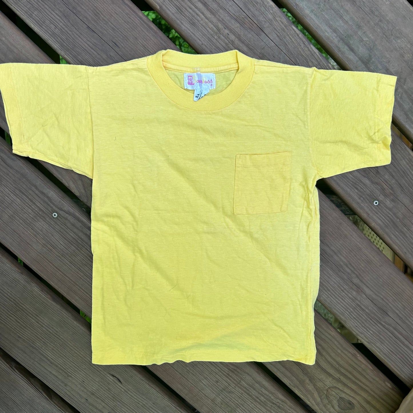 Sour Puss Blank Yellow Pocket Tshirt - XSmall - 15” x 21”