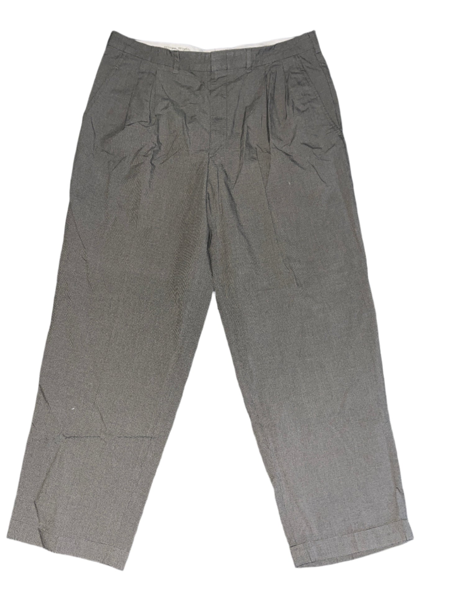 80/90's Grey/Green Checkered Trousers Dress Pants Chinos - 34" x 28"