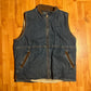 Wrangler Fleece Lined Denim Leather Vest Zip Up - Large - 22” x 25”