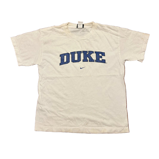 Team Nike Duke University White Blue Swoosh Tshirt - Small - 18" x 22.5"