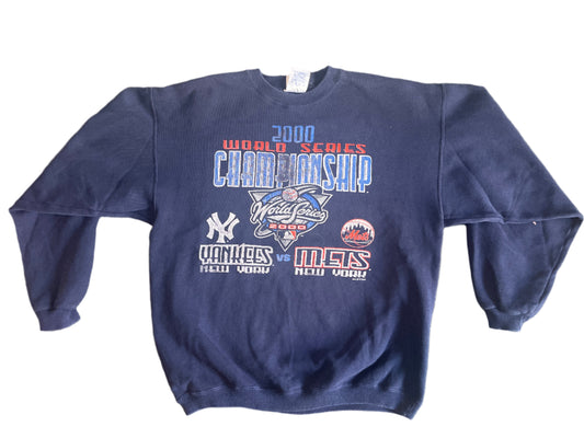 00's Santee 2000 Subway Series Mets Yankees MLB Crewneck Sweatshirt - Large - 23" x 25"