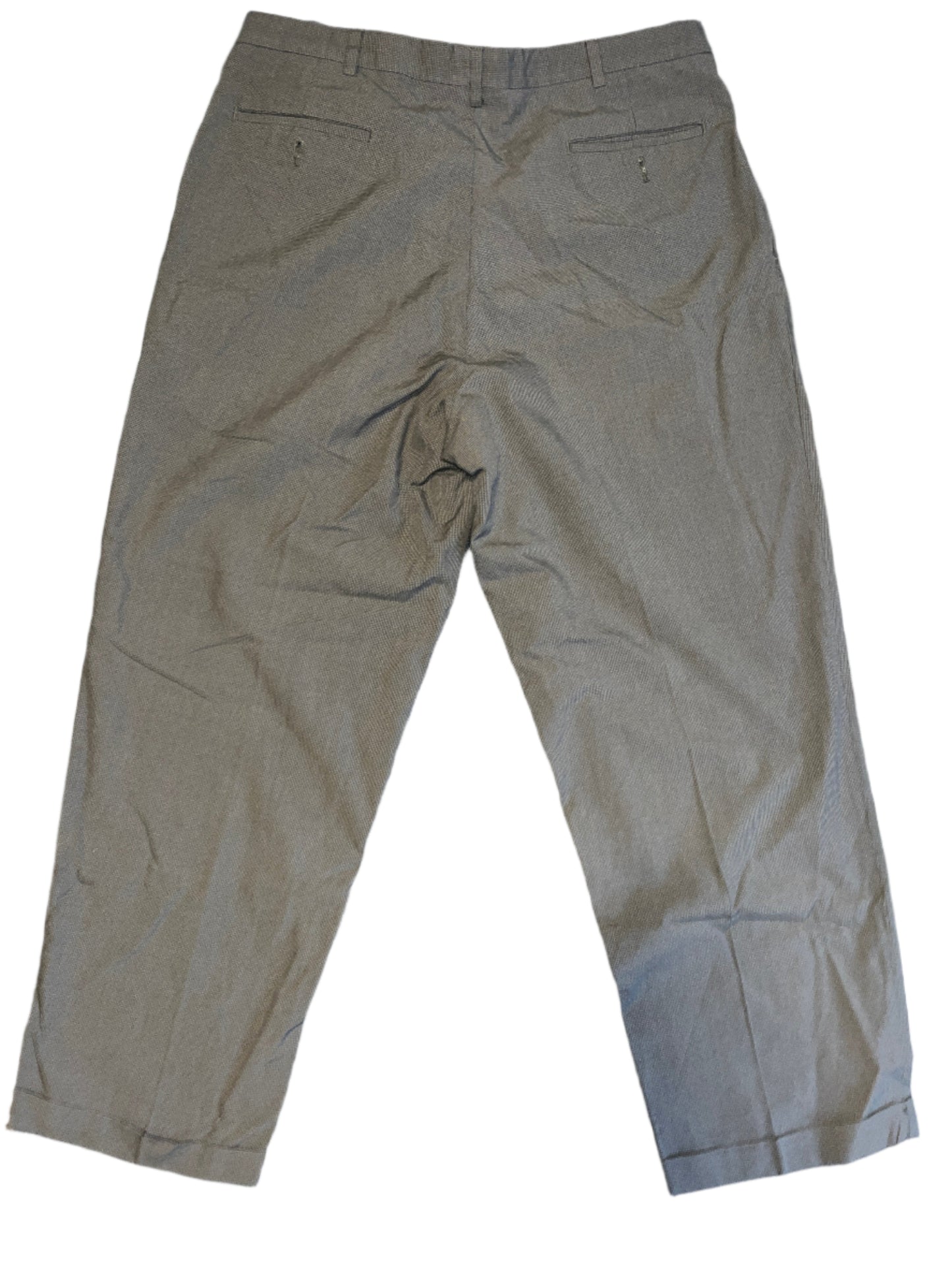 80/90's Grey/Green Checkered Trousers Dress Pants Chinos - 34" x 28"