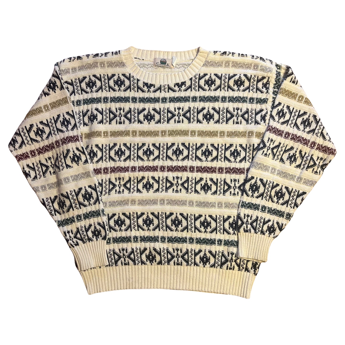 90’s Cedar Creek Patterned Sweater - Large - 23” x 27”