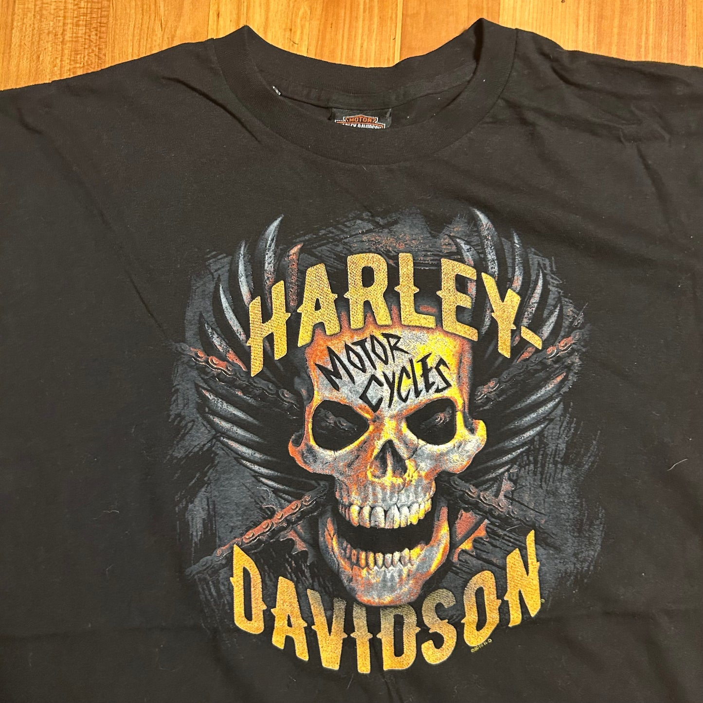 Harley Davidson Motorcycles Warren 2018 Cortland Ohio Skull Black Tshirt - Medium - 21.5" x 28"