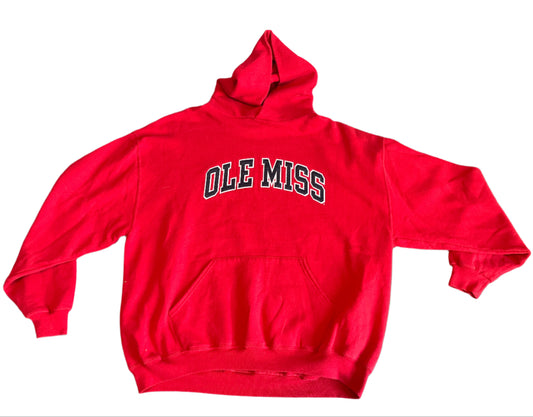 Russell Athletics Ole Miss Red College Hooded Sweatshirt - XLarge - 25" x 26.5"