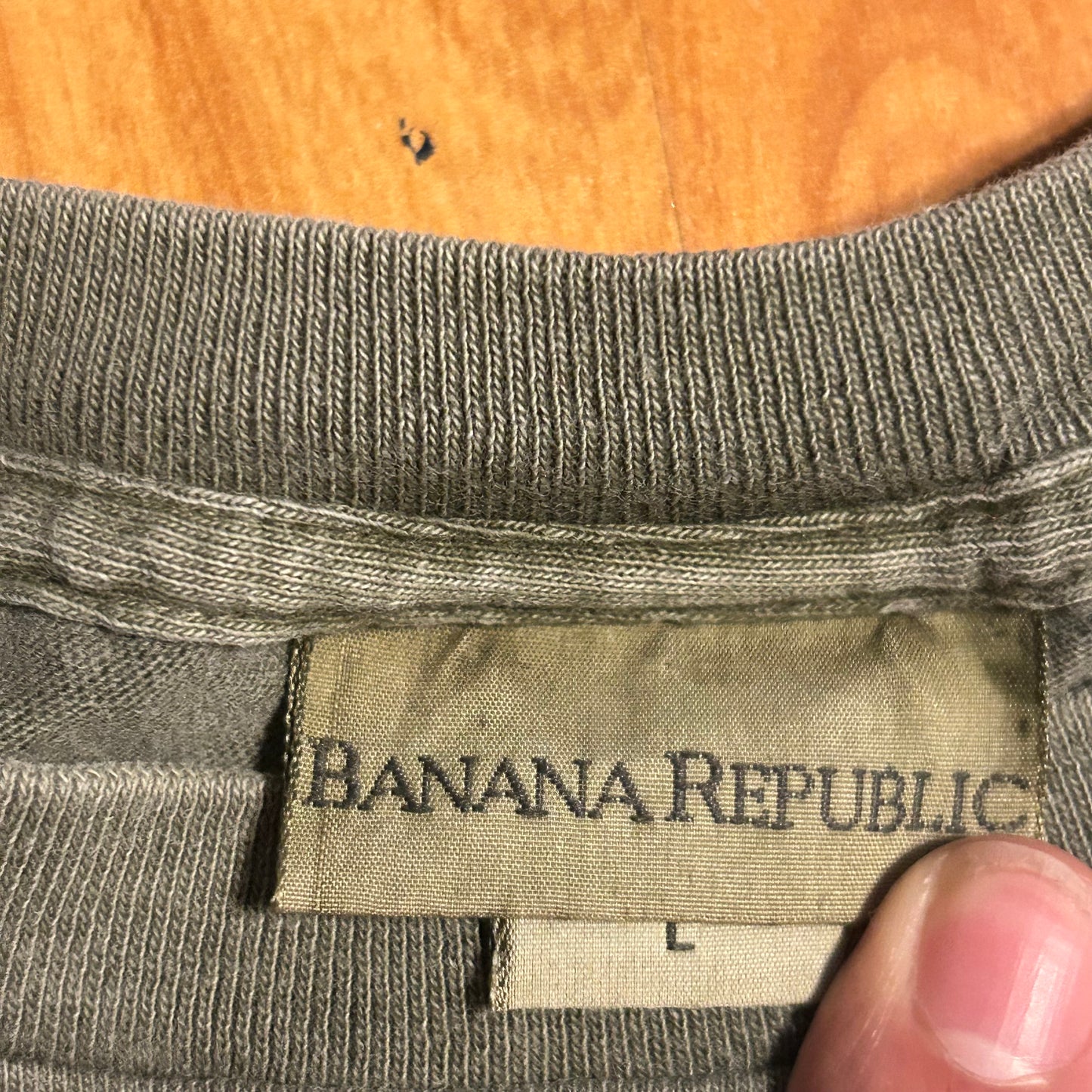 90’s Banana Republic Brown Green Blank Faded Pocket Tshirt - XLarge - 24” x 29”