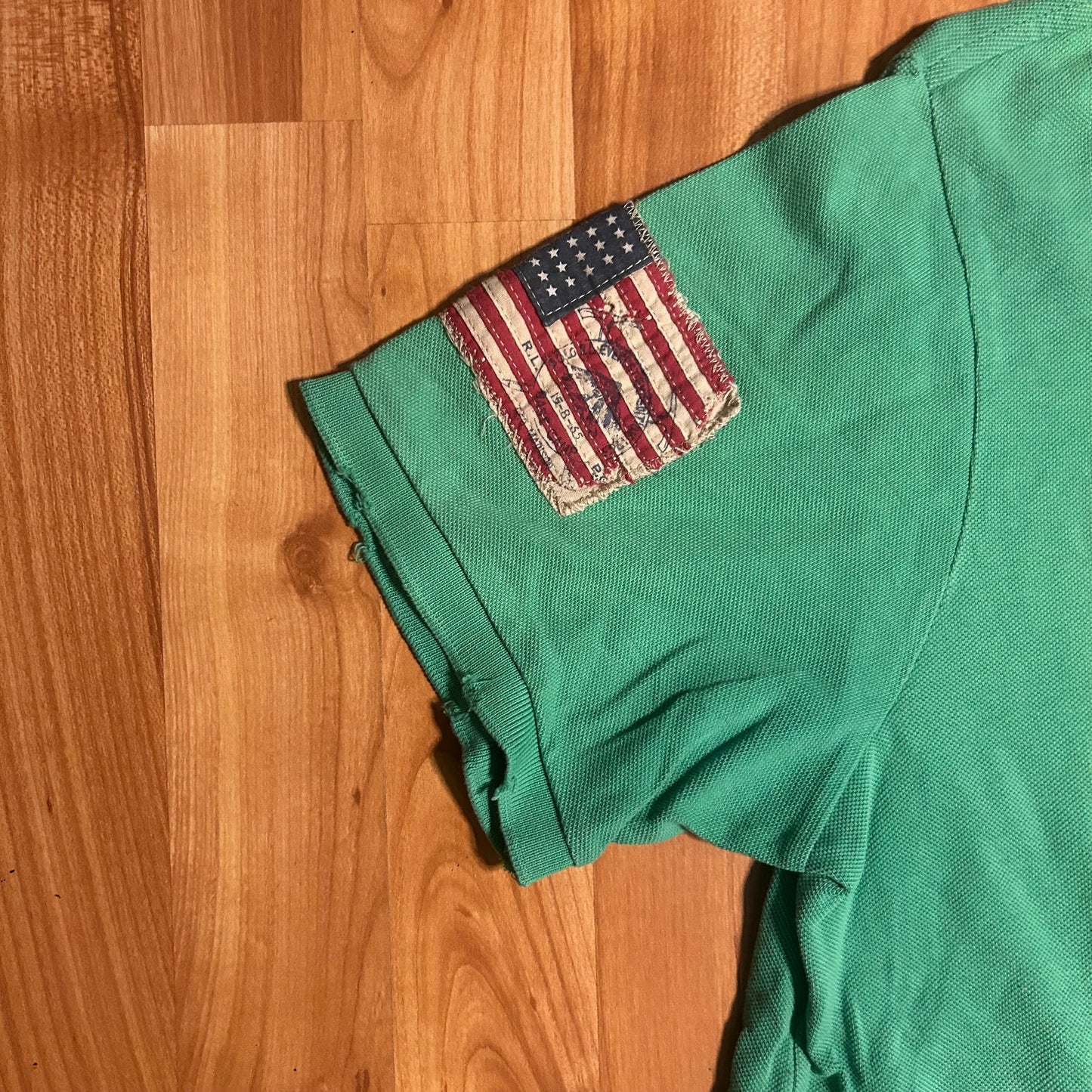 Polo Ralph Lauren Cotton Himal Lion Tiger Embroidered Custom Green Collared Short Sleeve Polo Shirt - Large - 23” x 27”