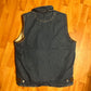 Wrangler Fleece Lined Denim Leather Vest Zip Up - Large - 22” x 25”