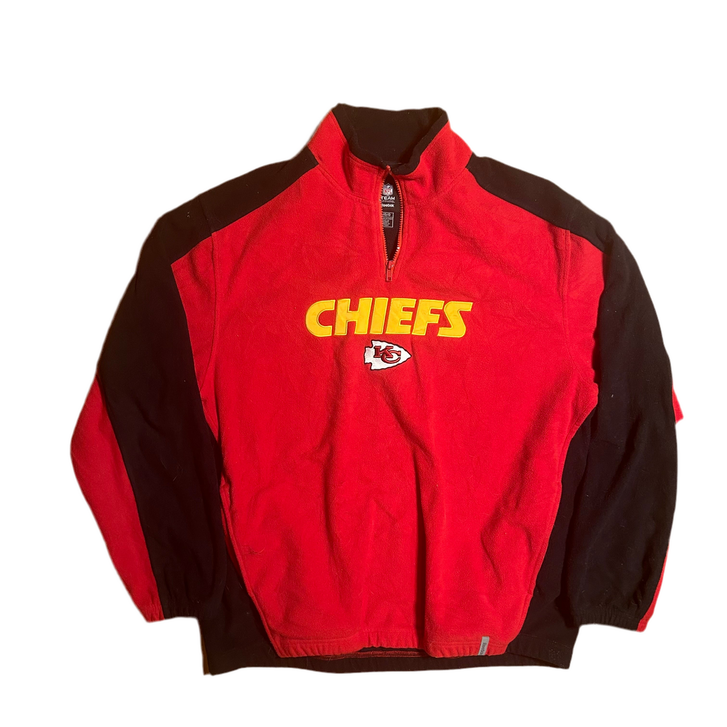 Kansas City Chiefs Quarter Zip Up Fleece Jacket - Large - 23” x 28”