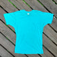 80/90’s 50/50 Turquoise Blank Pocket Tshirt - Small - 18” x 27”