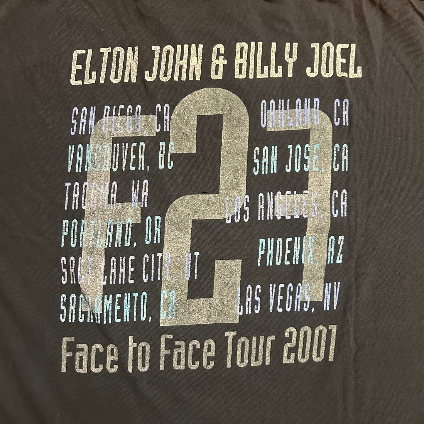 Allsport Elton John Billy Joel Face to Face Tour 2001 Distressed Music Tshirt - XLarge - 24” x 30”