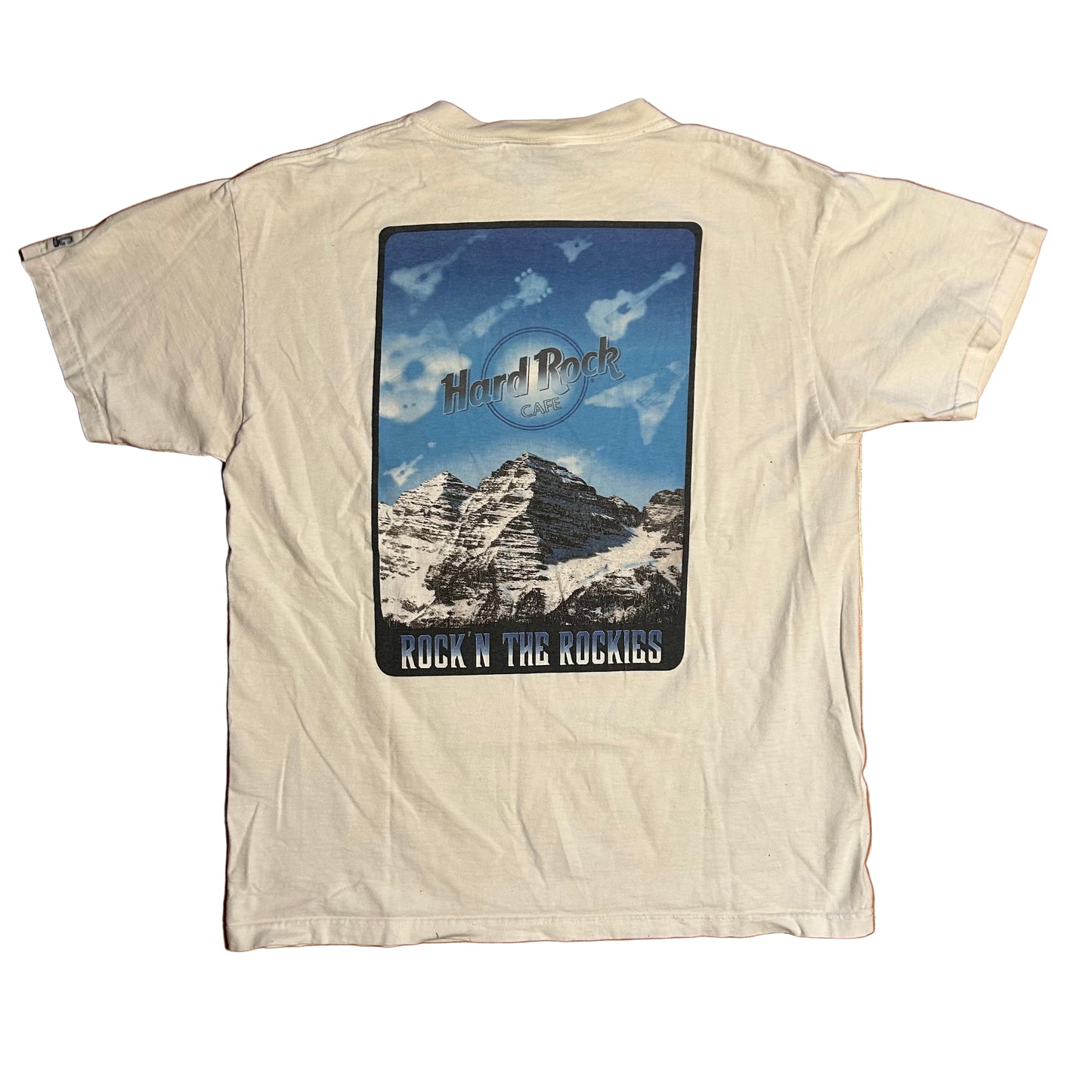 Hard Rock Cafe Heavy Tee Rock’N The Rockies Denver White Tshirt - Medium - 21” x 27.5”
