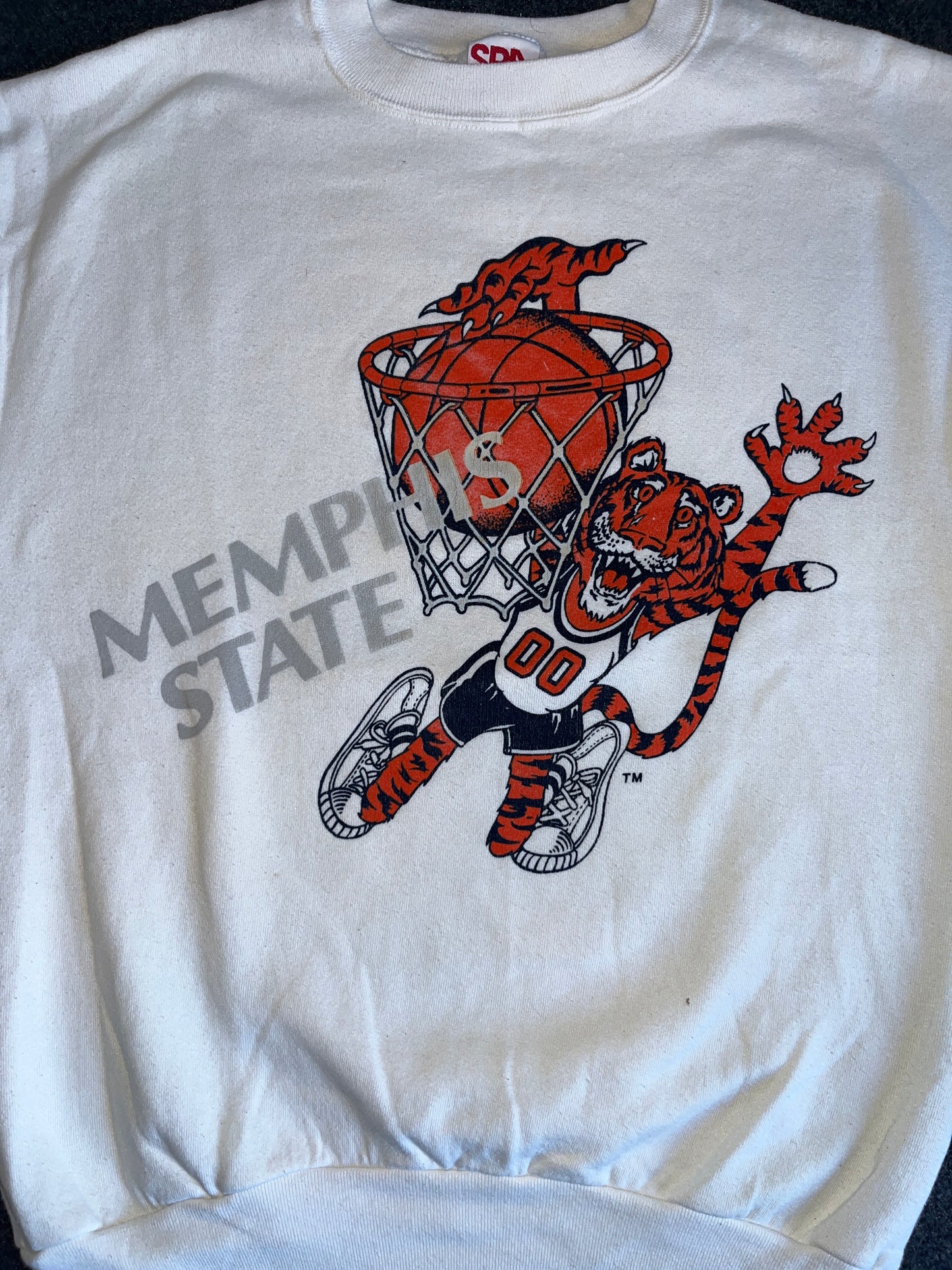 90's Spa Sportswear Memphis State Basketball Crewneck Sweatshirt - Large - 22" x 27.5"