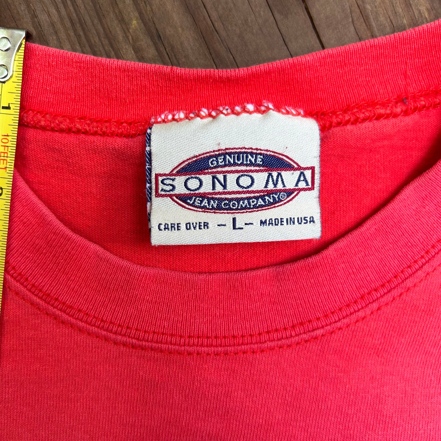 90’s Sonoma Faded Blank Red Pocket Tshirt - Large - 22” x 25”