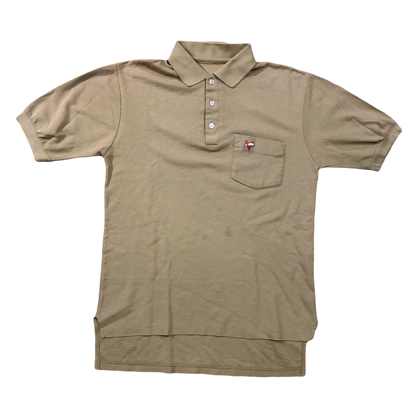 80’s Green Tan Polo Shirt - Small - 18” x 24”