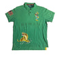 Polo Ralph Lauren Cotton Himal Lion Tiger Embroidered Custom Green Collared Short Sleeve Polo Shirt - Large - 23” x 27”