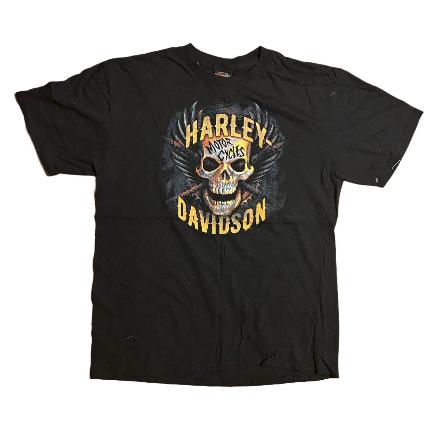 Harley Davidson Motorcycles Warren 2018 Cortland Ohio Skull Black Tshirt - Medium - 21.5" x 28"