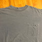 90’s Banana Republic Single Stitch Distressed Blank Faded Light Blue Pocket Tshirt - Large - 23” x 28”
